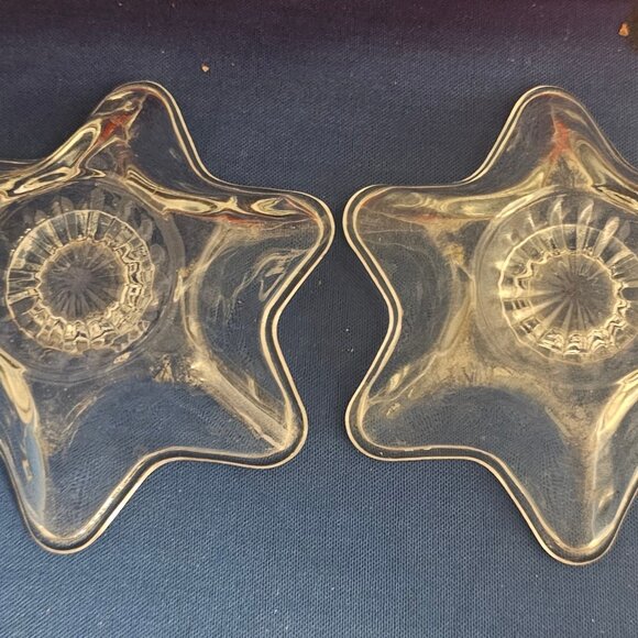 Glass Six Point Taper Candle Holder Star Shaped   Set of 2 - Picture 2 of 4
